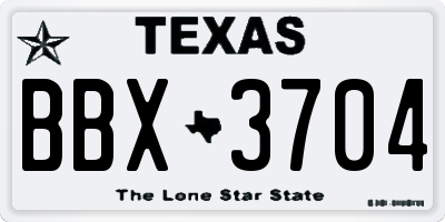 TX license plate BBX3704