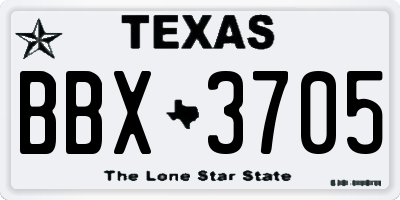 TX license plate BBX3705