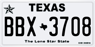 TX license plate BBX3708