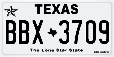 TX license plate BBX3709