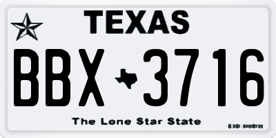 TX license plate BBX3716