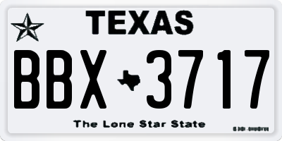 TX license plate BBX3717