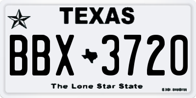 TX license plate BBX3720