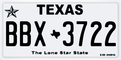 TX license plate BBX3722