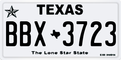 TX license plate BBX3723