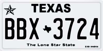 TX license plate BBX3724