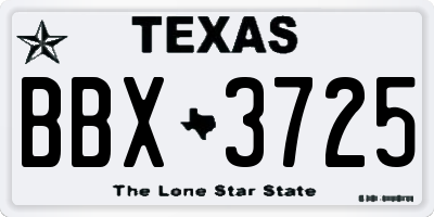 TX license plate BBX3725