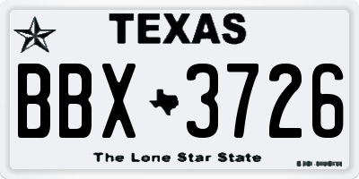 TX license plate BBX3726