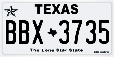 TX license plate BBX3735