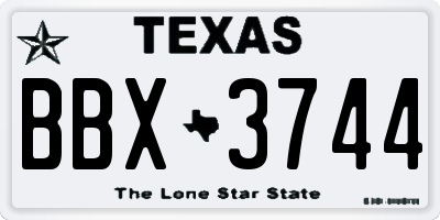 TX license plate BBX3744