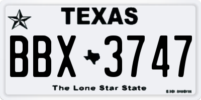 TX license plate BBX3747