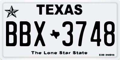 TX license plate BBX3748