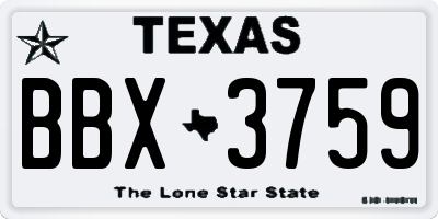 TX license plate BBX3759