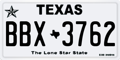 TX license plate BBX3762