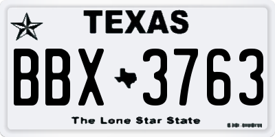 TX license plate BBX3763