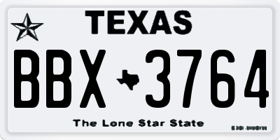 TX license plate BBX3764