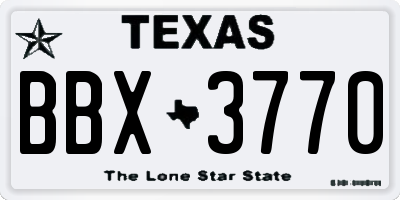 TX license plate BBX3770