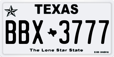 TX license plate BBX3777