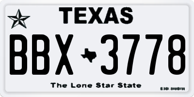 TX license plate BBX3778