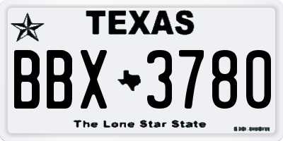 TX license plate BBX3780
