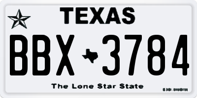 TX license plate BBX3784
