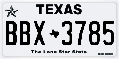 TX license plate BBX3785