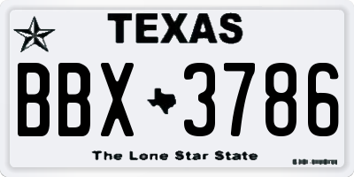 TX license plate BBX3786