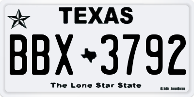 TX license plate BBX3792