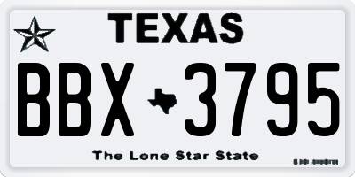 TX license plate BBX3795