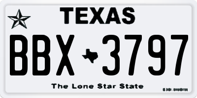 TX license plate BBX3797
