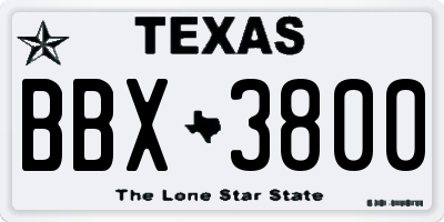 TX license plate BBX3800