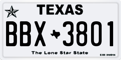 TX license plate BBX3801