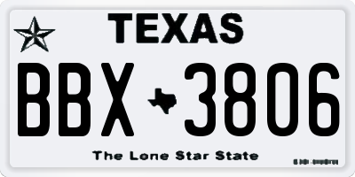 TX license plate BBX3806