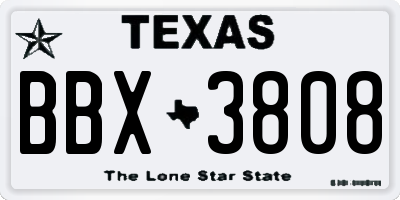 TX license plate BBX3808