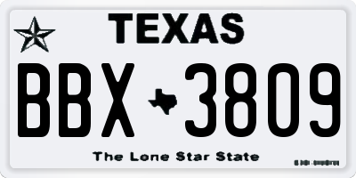 TX license plate BBX3809