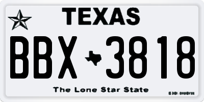 TX license plate BBX3818