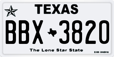 TX license plate BBX3820