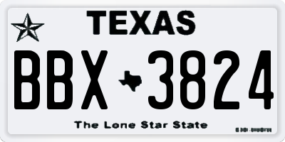 TX license plate BBX3824