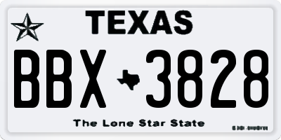 TX license plate BBX3828