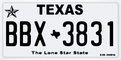TX license plate BBX3831