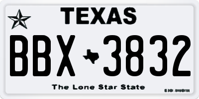 TX license plate BBX3832
