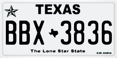 TX license plate BBX3836
