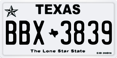 TX license plate BBX3839