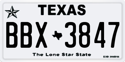 TX license plate BBX3847