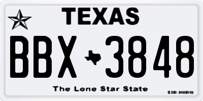 TX license plate BBX3848