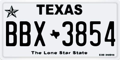 TX license plate BBX3854