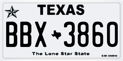 TX license plate BBX3860