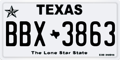 TX license plate BBX3863
