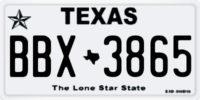 TX license plate BBX3865