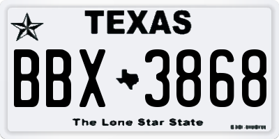 TX license plate BBX3868